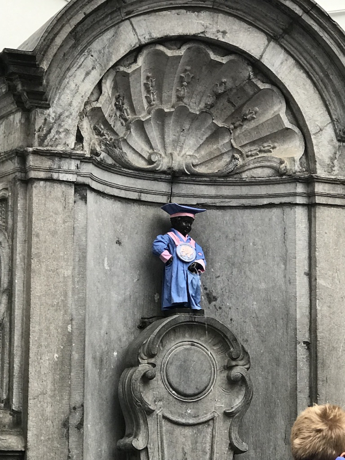 Day 1- Brussels Walking Tour- Manequin Pis in a Delirium Costume